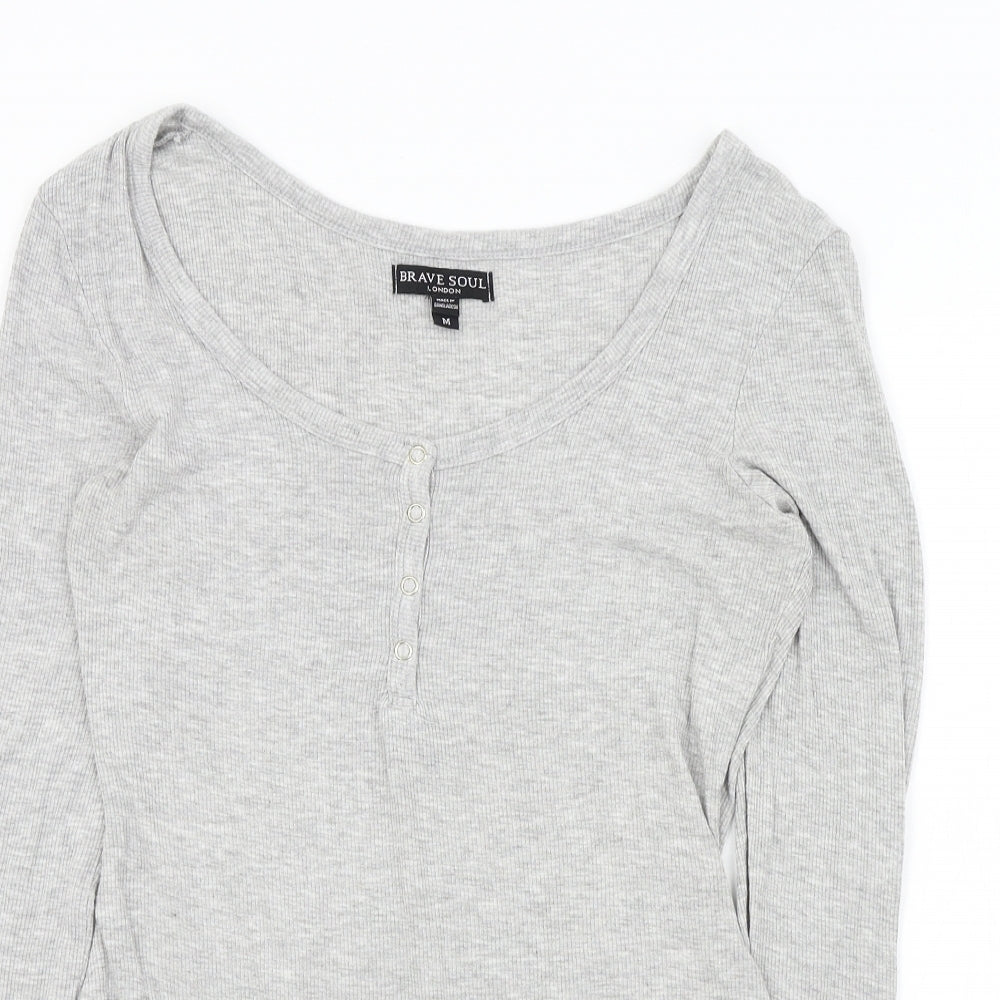 Brave Soul Womens Grey Colourblock  Bodysuit One-Piece Size M