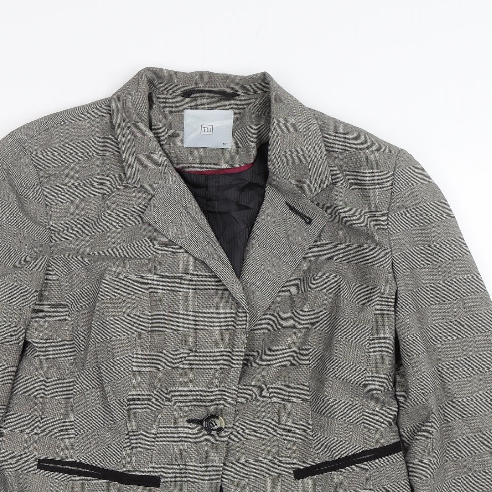TU Womens Grey Check  Jacket Suit Size 12