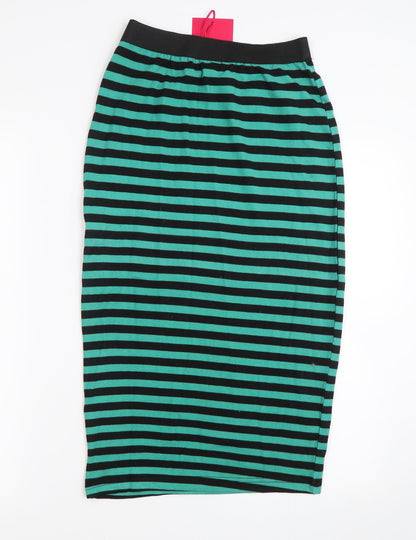 Boohoo Womens Green Striped  Bandage Skirt Size 8