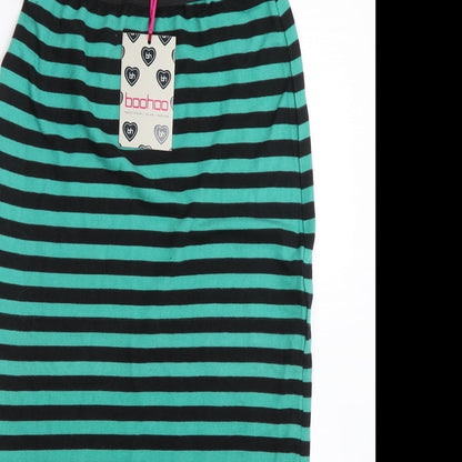 Boohoo Womens Green Striped  Bandage Skirt Size 8
