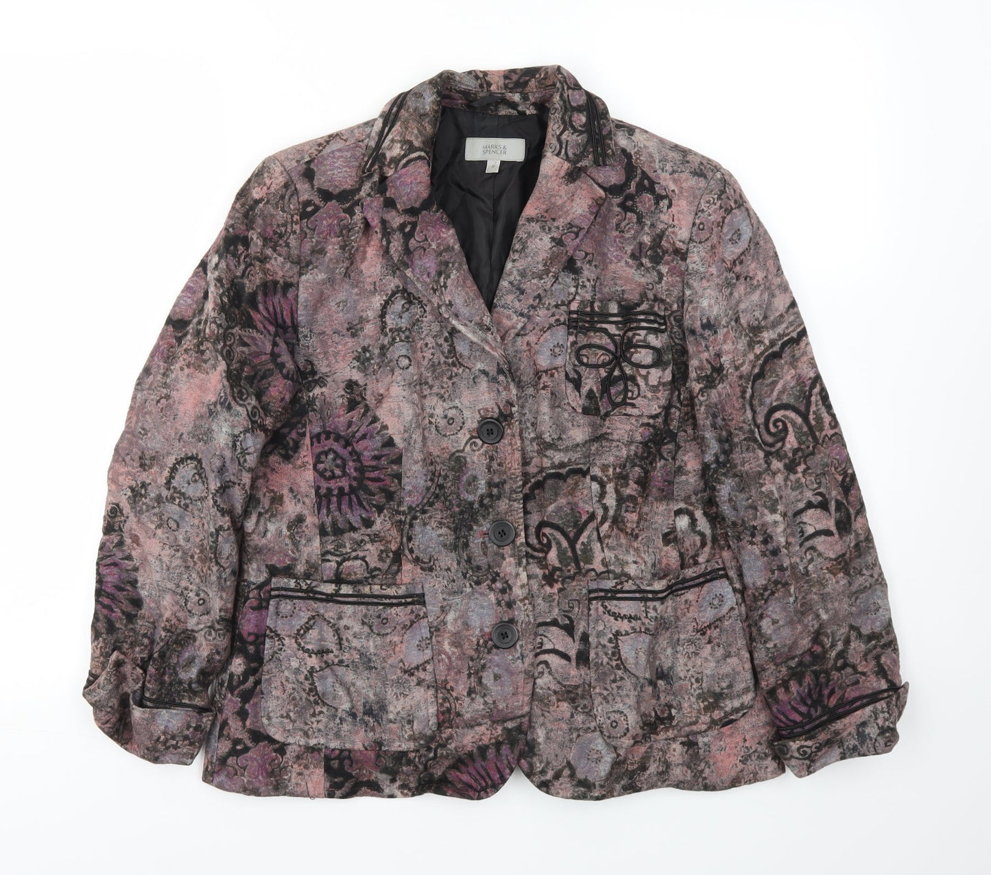 M&S Womens Multicoloured Argyle/Diamond  Jacket Blazer Size 14