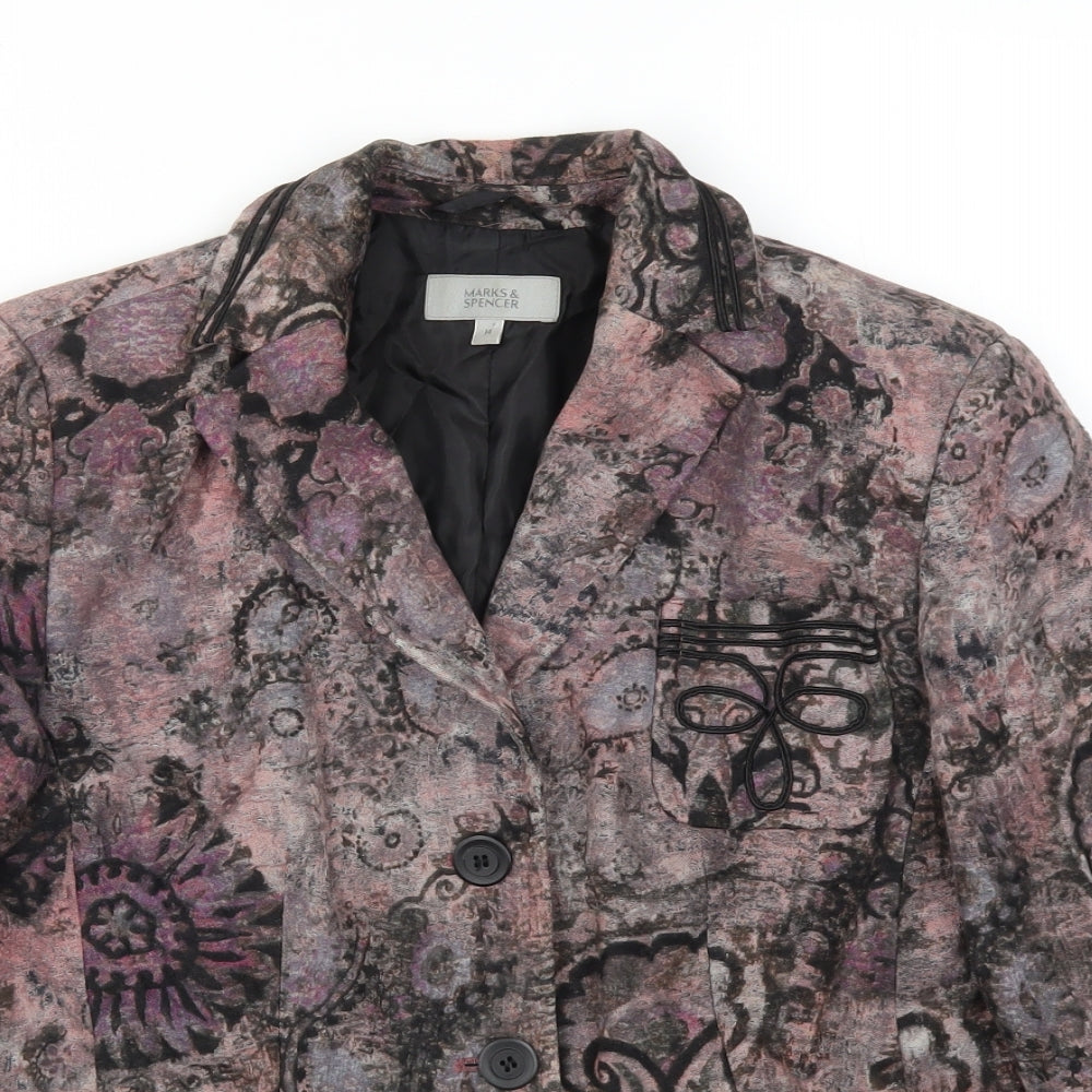 M&S Womens Multicoloured Argyle/Diamond  Jacket Blazer Size 14