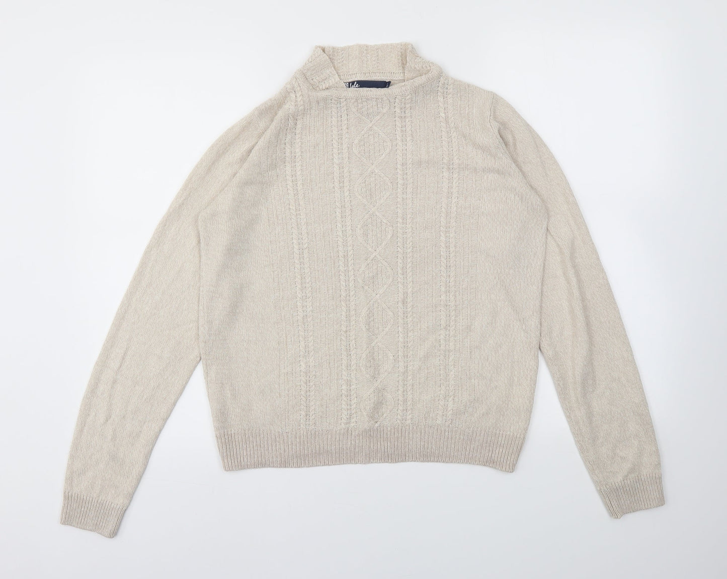 Womens UK Size S ISLE Beige Pullover Jumper