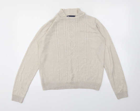 Womens UK Size S ISLE Beige Pullover Jumper