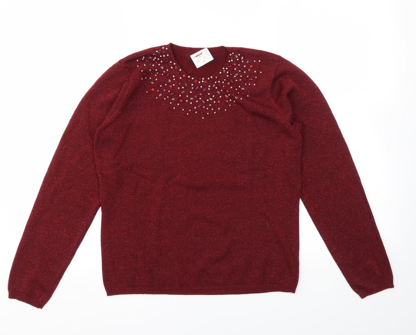 Womens UK Size S BM Red Pullover Jumper