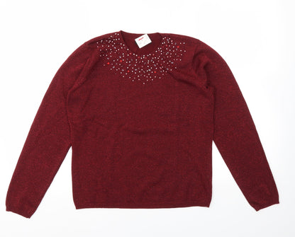 Womens UK Size S BM Red Pullover Jumper