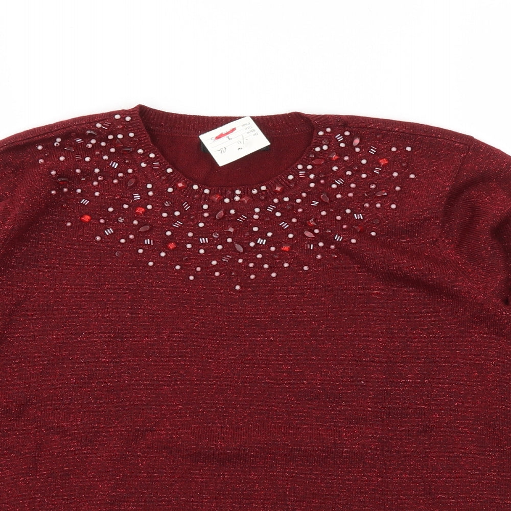 Womens UK Size S BM Red Pullover Jumper