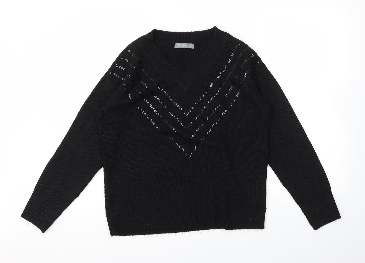 Nutmeg Womens Black   Pullover Jumper Size 8