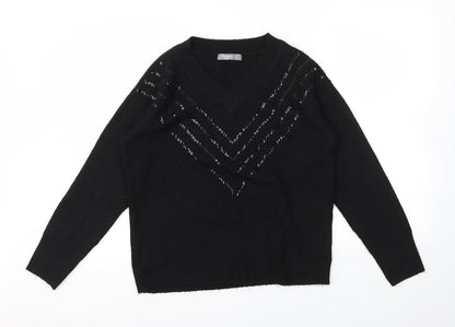 Nutmeg Womens Black   Pullover Jumper Size 8