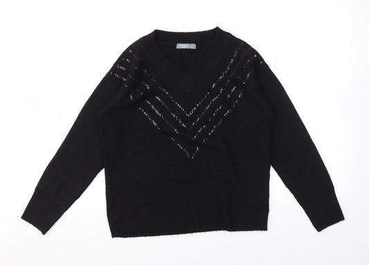 Nutmeg Womens Black   Pullover Jumper Size 8
