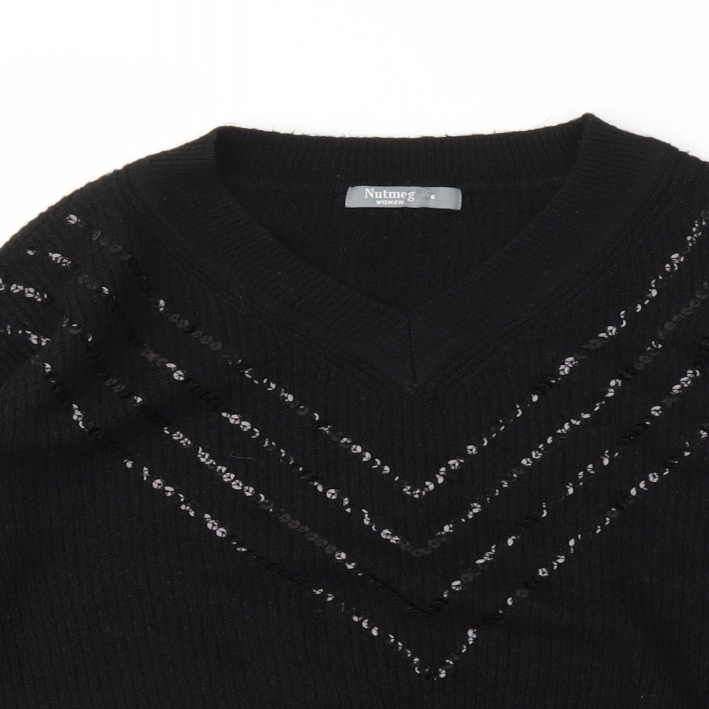 Nutmeg Womens Black   Pullover Jumper Size 8