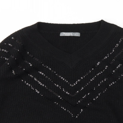 Nutmeg Womens Black   Pullover Jumper Size 8