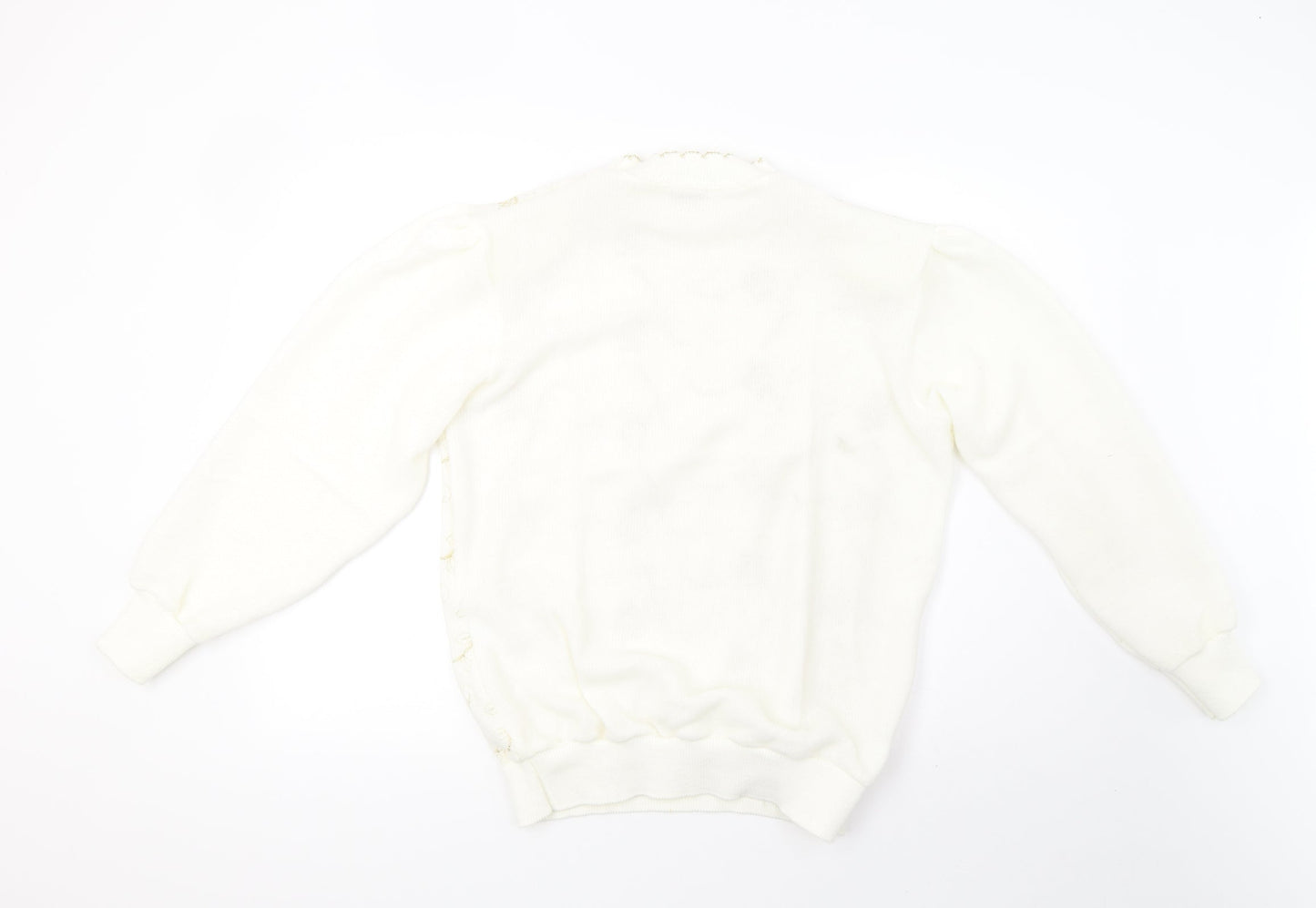 afibel Womens White  Knit Pullover Sweatshirt Size 14  - padded shoulders