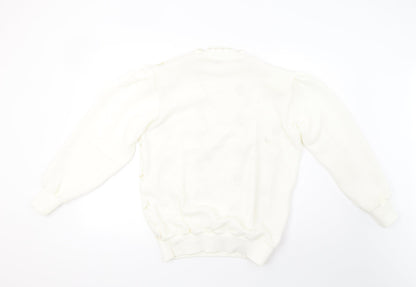afibel Womens White  Knit Pullover Sweatshirt Size 14  - padded shoulders