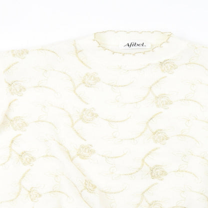 afibel Womens White  Knit Pullover Sweatshirt Size 14  - padded shoulders