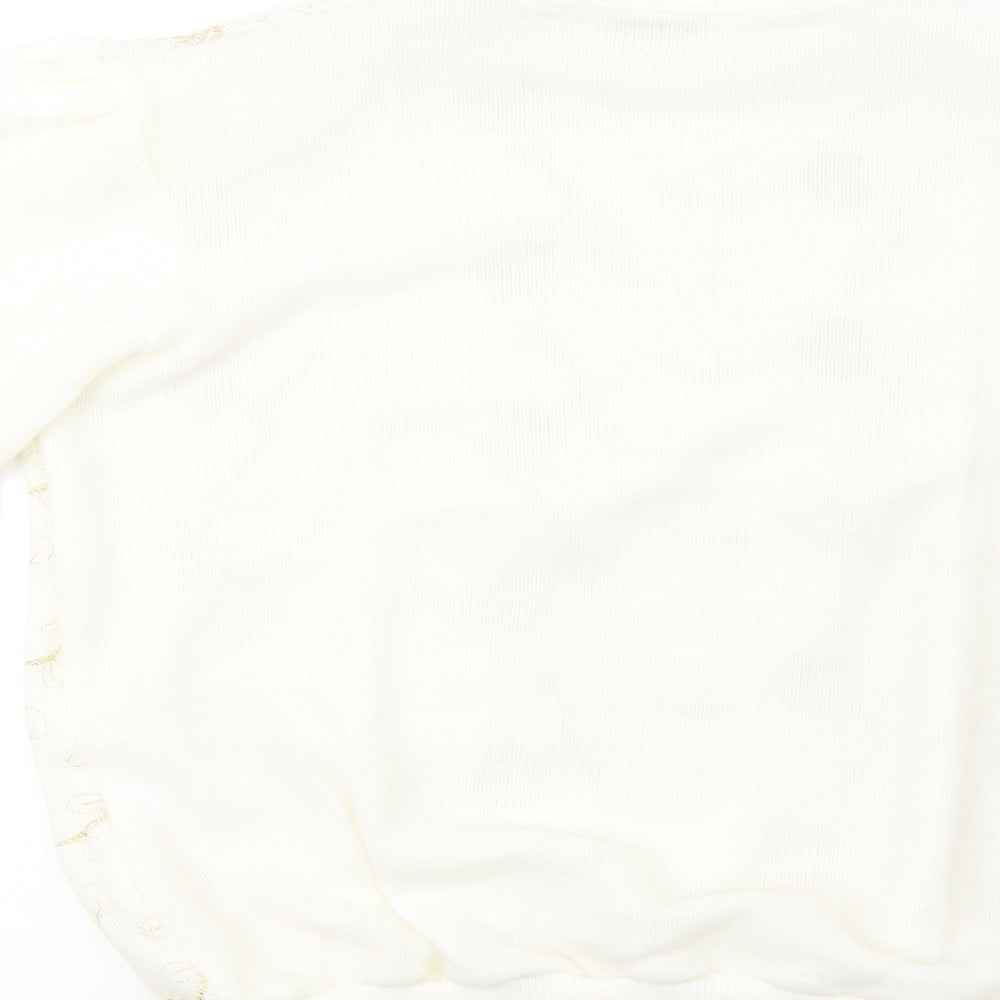 afibel Womens White  Knit Pullover Sweatshirt Size 14  - padded shoulders