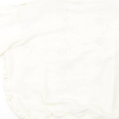 afibel Womens White  Knit Pullover Sweatshirt Size 14  - padded shoulders