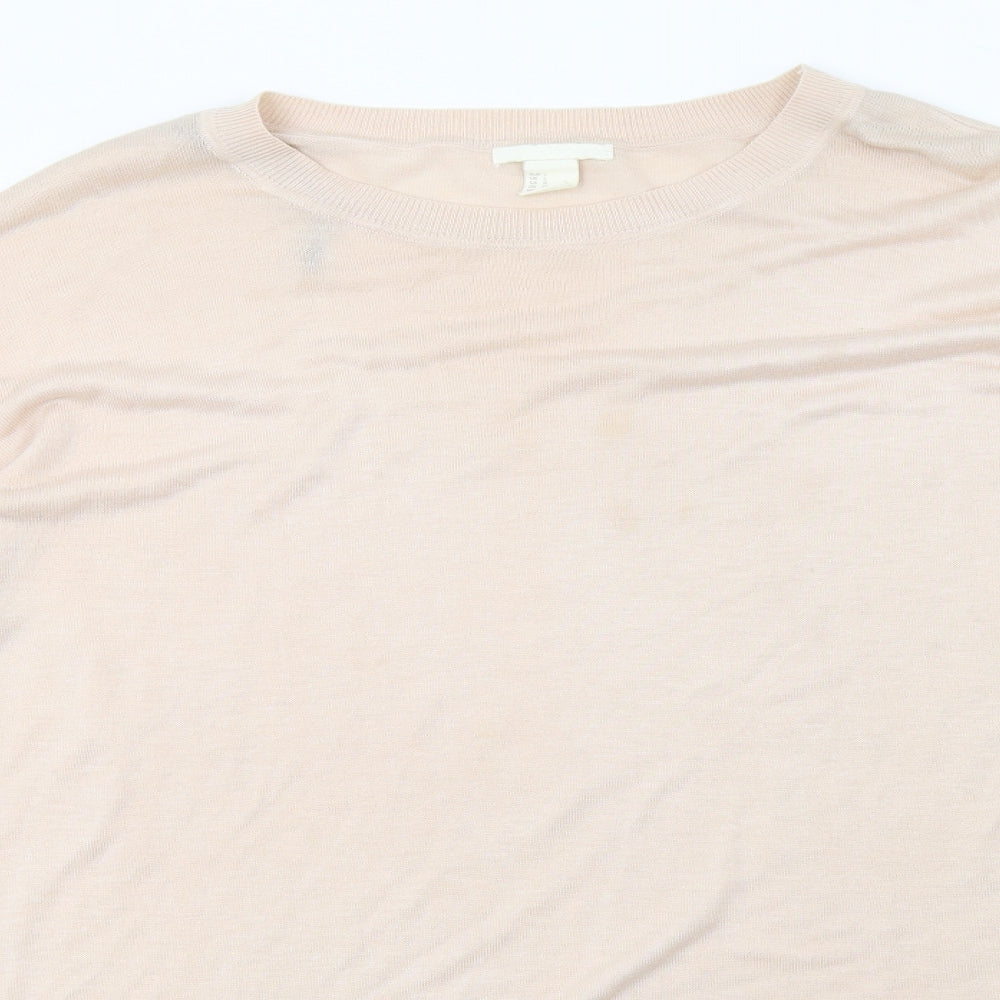 H&M Womens Pink  Knit Pullover Sweatshirt Size L