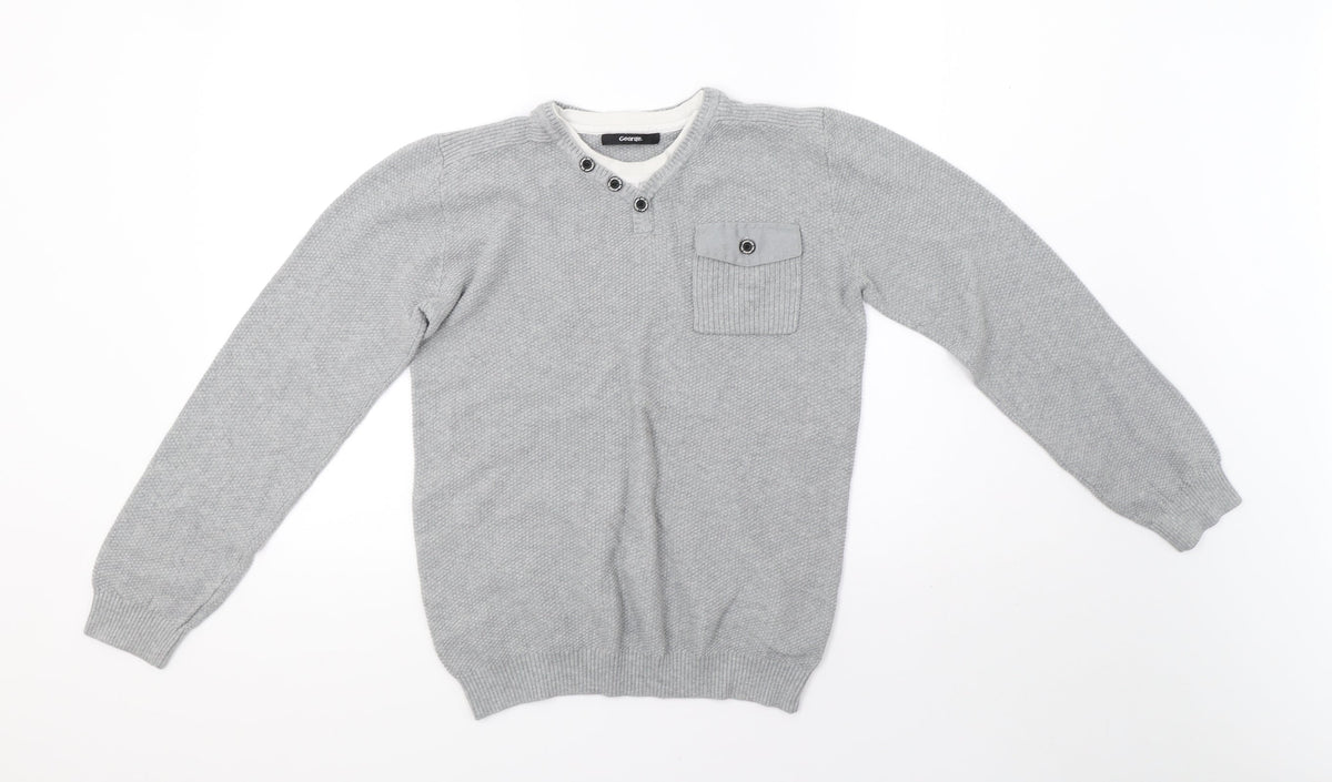 George Boys Grey  Knit Pullover Sweatshirt Size 12-13 Years
