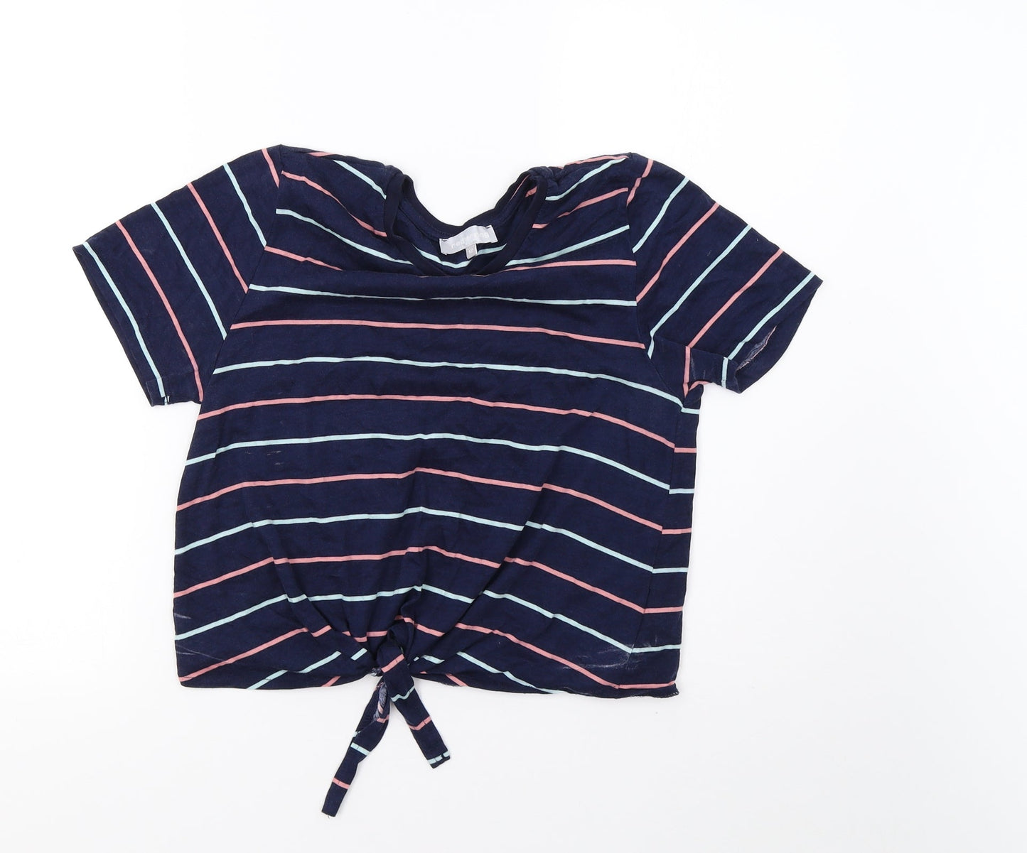 Debenhams Womens Blue Striped  Cropped T-Shirt Size 12