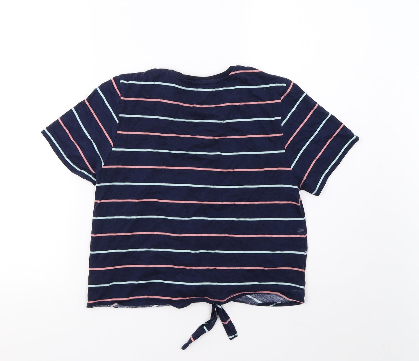 Debenhams Womens Blue Striped  Cropped T-Shirt Size 12