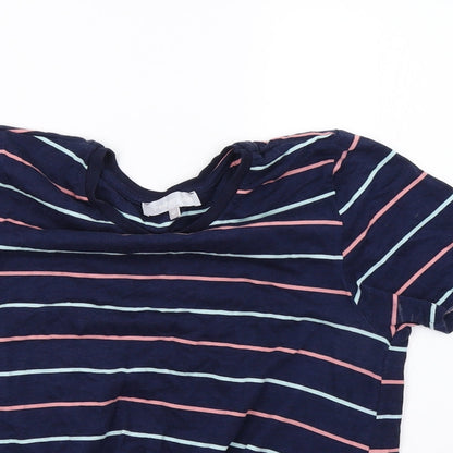 Debenhams Womens Blue Striped  Cropped T-Shirt Size 12