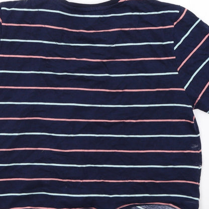Debenhams Womens Blue Striped  Cropped T-Shirt Size 12