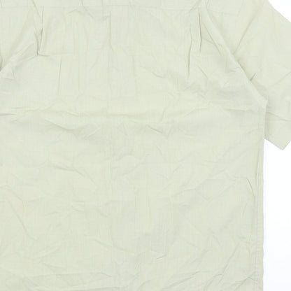Mens UK Size 14.5 BHS Green  Button-Up Short Sleeve Casual Shirt