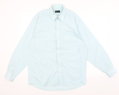 Mens UK Size 15.5 BHS Blue  Button-Up Long Sleeve Casual Shirt