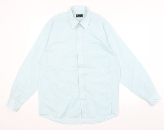 Mens UK Size 15.5 BHS Blue  Button-Up Long Sleeve Casual Shirt