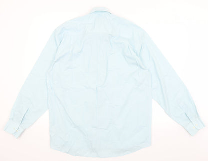 Mens UK Size 15.5 BHS Blue  Button-Up Long Sleeve Casual Shirt
