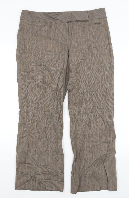 F&F Womens Brown Striped  Trousers  Size 14 L28 in