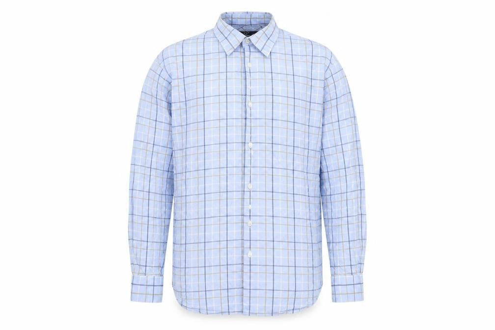 Mens UK Size L Zona Blue  Button-Up Long Sleeve Casual Shirt
