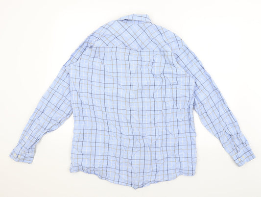Zona Mens Blue Check   Button-Up Size L