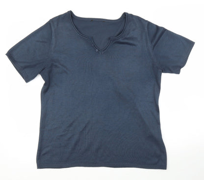 Womens UK Size L Preworn Blue Basic Blouse