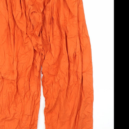 Womens UK Size M Preworn Regular Fit Capri Orange Trousers