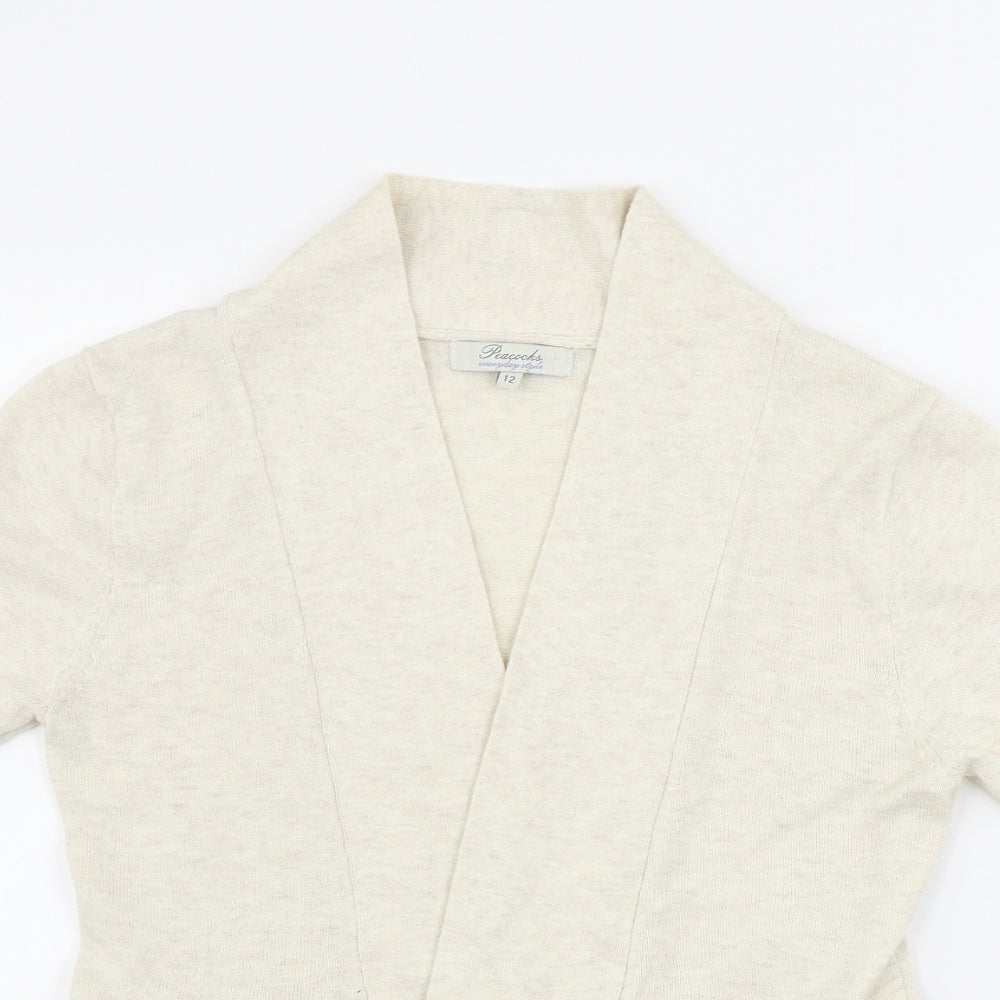 Womens UK Size 12 Peacocks Beige Cardigan Jumper