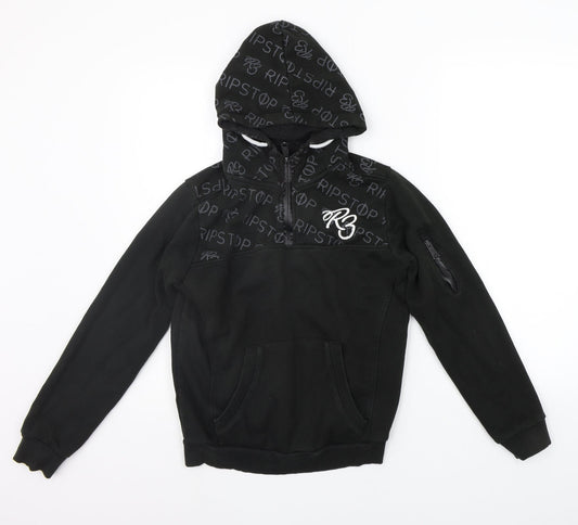 Ribstop Boys Black   Pullover Hoodie Size L