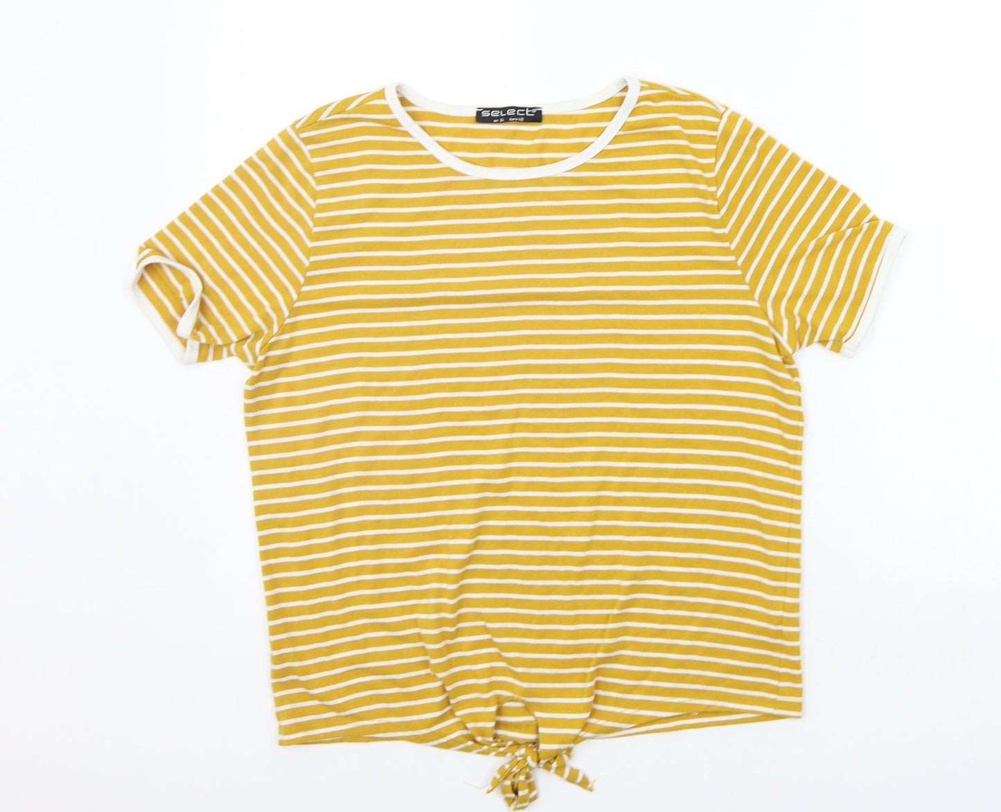 Womens UK Size 14 Select Yellow Basic T-Shirt