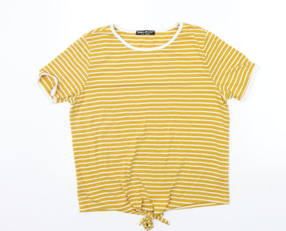Womens UK Size 14 Select Yellow Basic T-Shirt