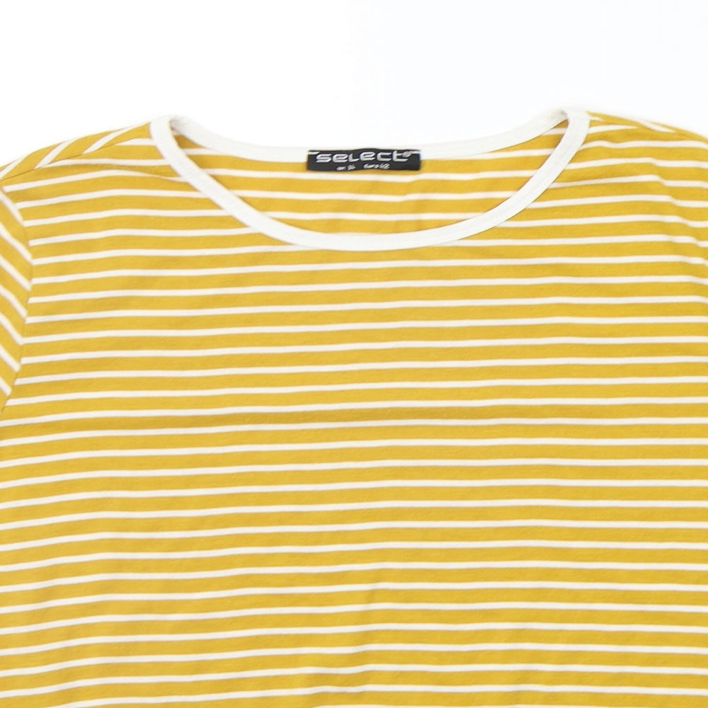 Womens UK Size 14 Select Yellow Basic T-Shirt