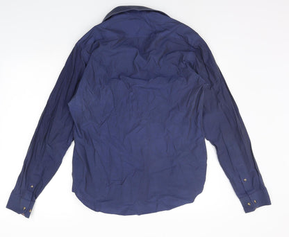 Moss London Mens Blue    Button-Up Size 16