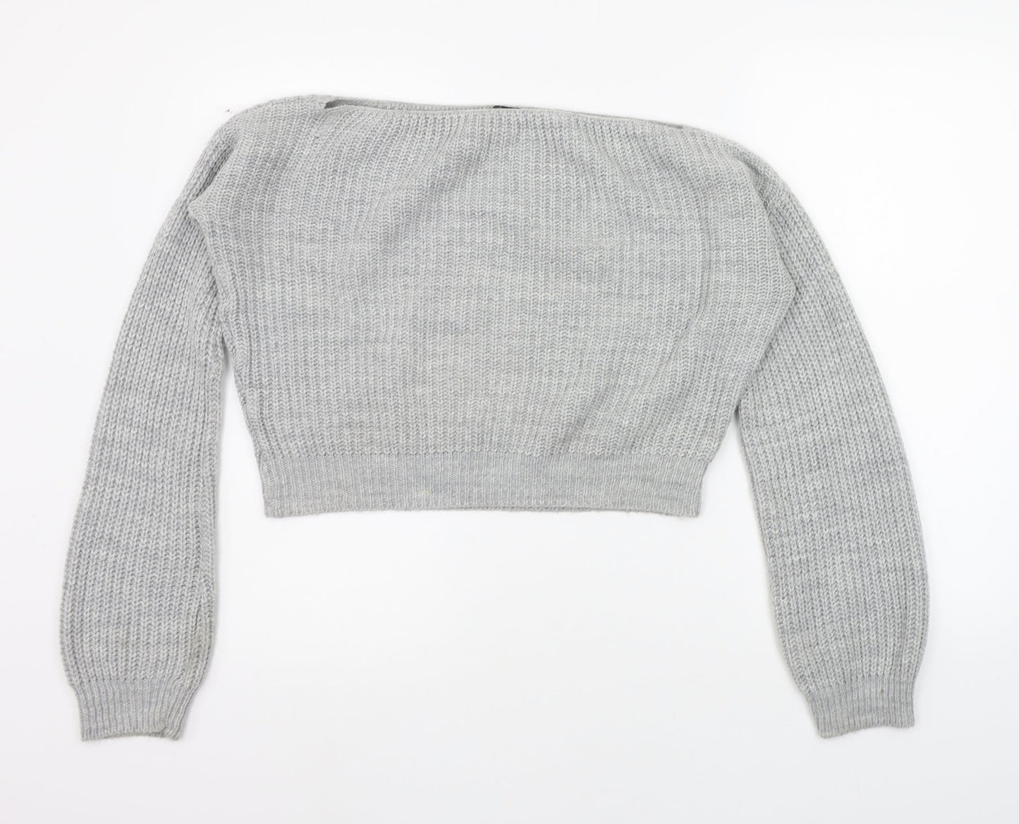 Womens UK Size 8 PRETTYLITTLETHING Grey Henley Jumper