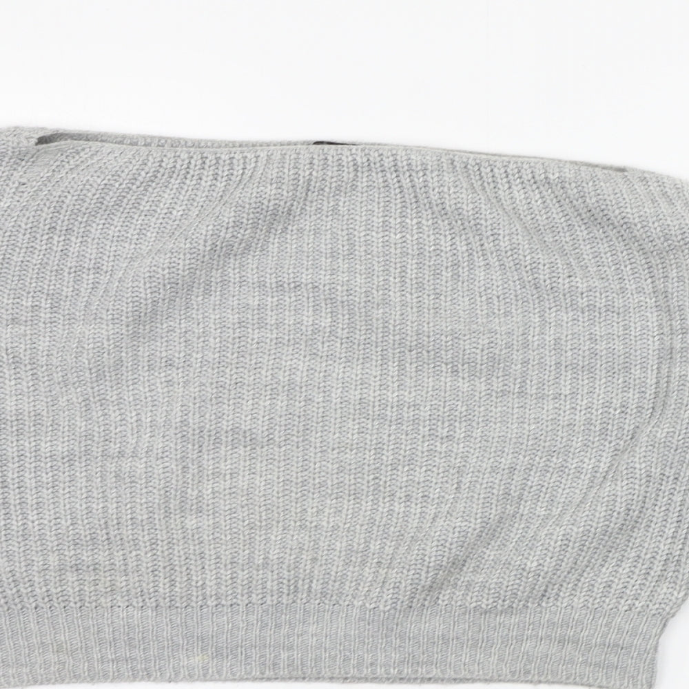 Womens UK Size 8 PRETTYLITTLETHING Grey Henley Jumper