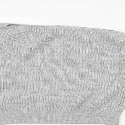 Womens UK Size 8 PRETTYLITTLETHING Grey Henley Jumper