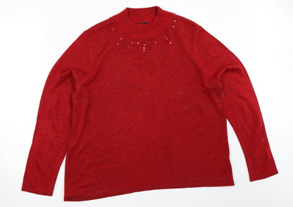 Womens UK Size L BM Red Pullover Jumper