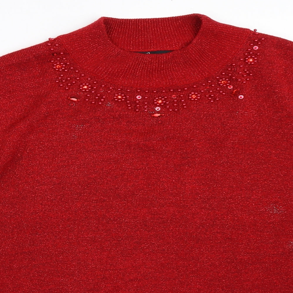 Womens UK Size L BM Red Pullover Jumper