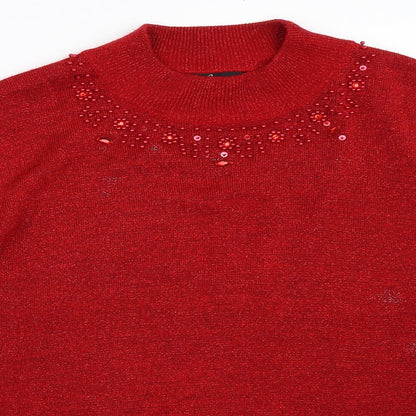 Womens UK Size L BM Red Pullover Jumper