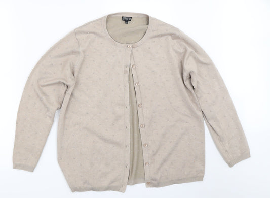 Hepburn Womens Beige   Cardigan Jumper Size M
