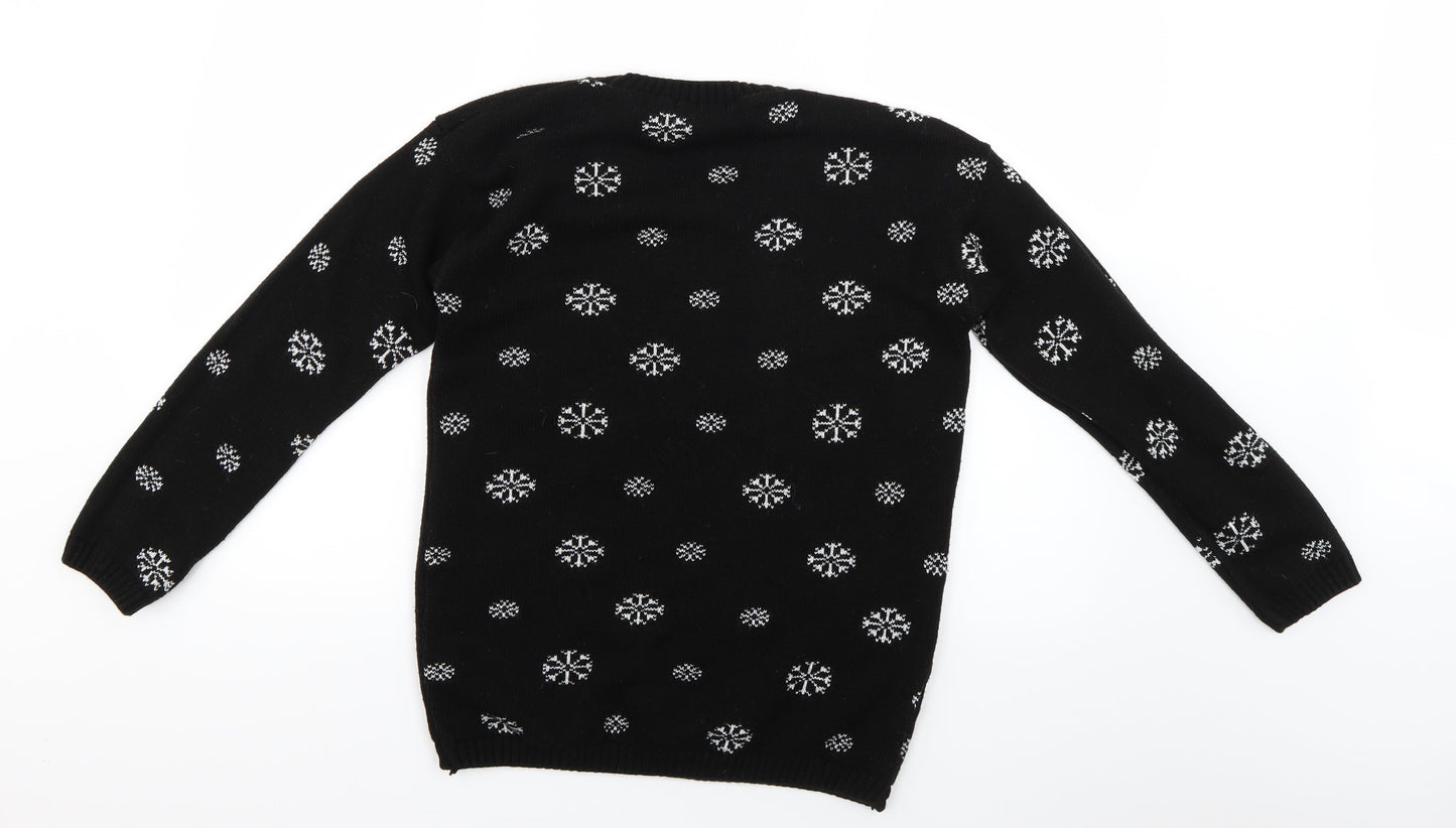 Internacionale Mens Black Geometric  Pullover Jumper Size M  - Christmas